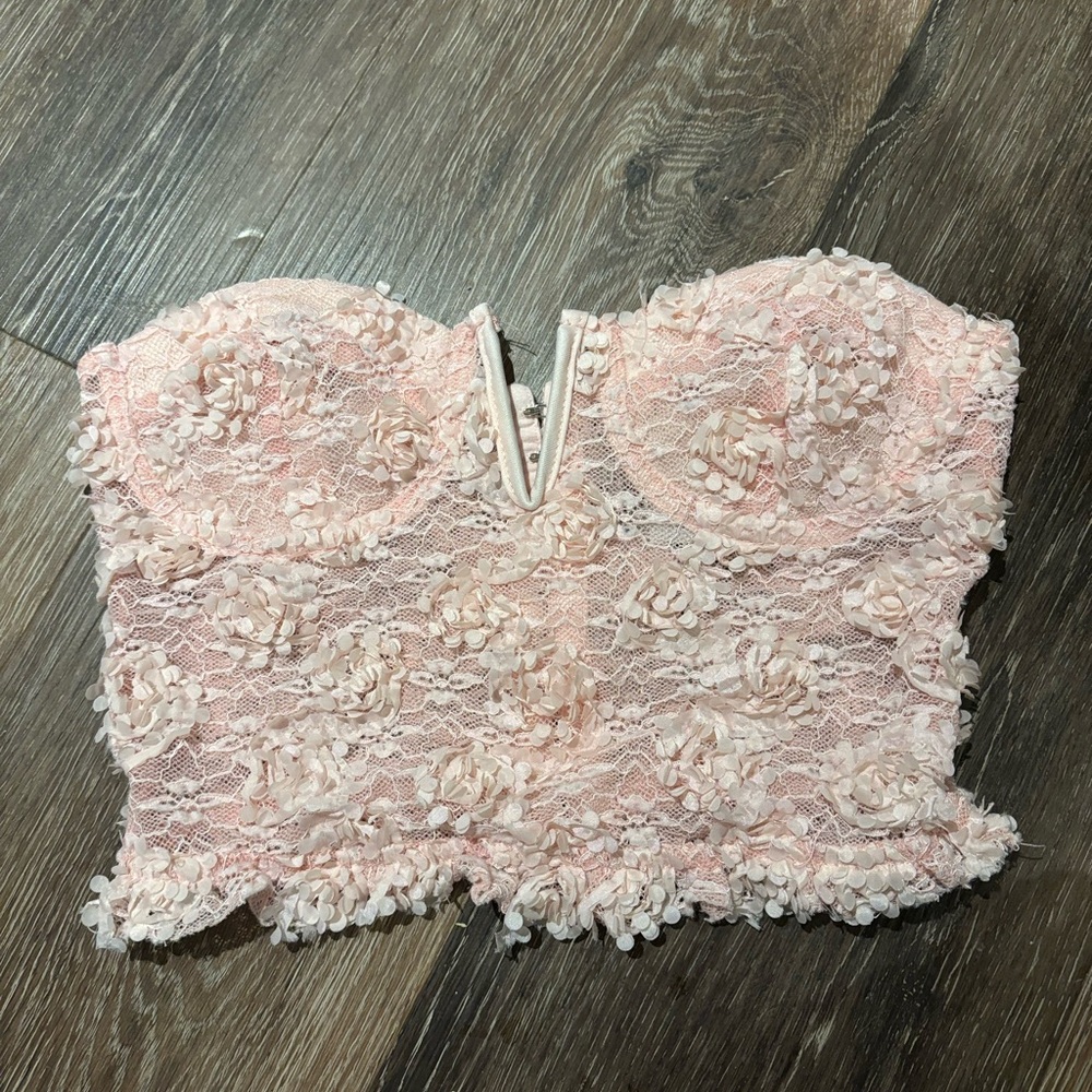 pink lace tube top corset